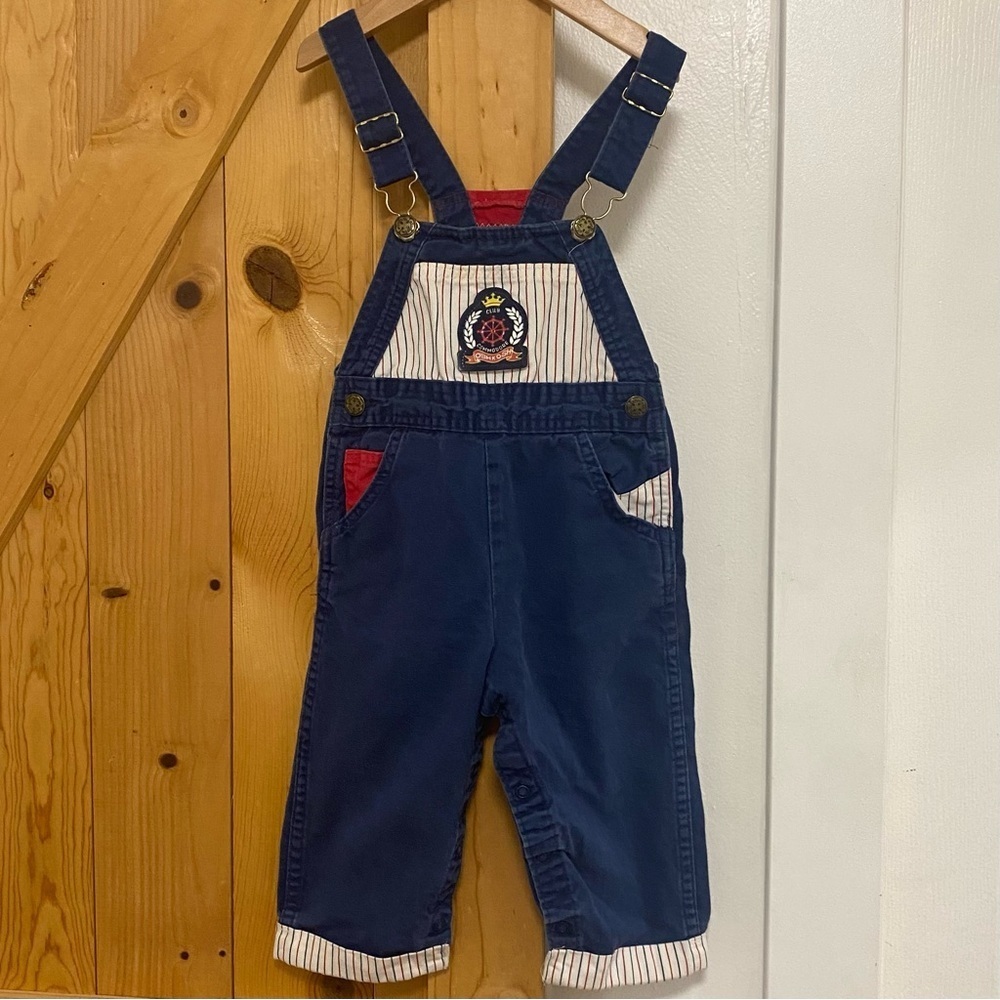 Vintage OshKosh Boys Navy Blue Club Commodore Overalls
